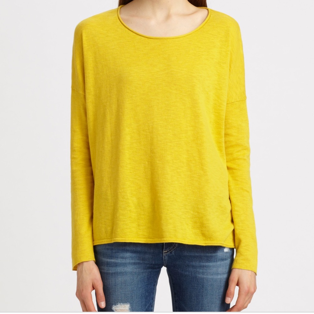 [Vince] Oversized Yellow 100% Cotton Slub Tee